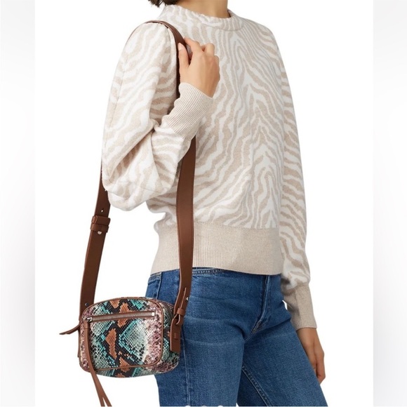 ALL SAINTS snake print bum bag Fanny pack belt bag python green & blue - Picture 2 of 8